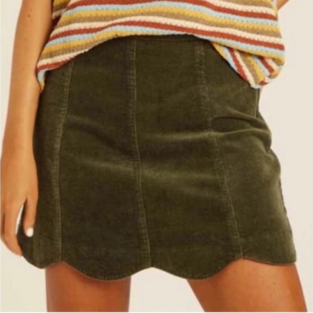 Altar'd State Olive Green Corduroy Mini Skirt